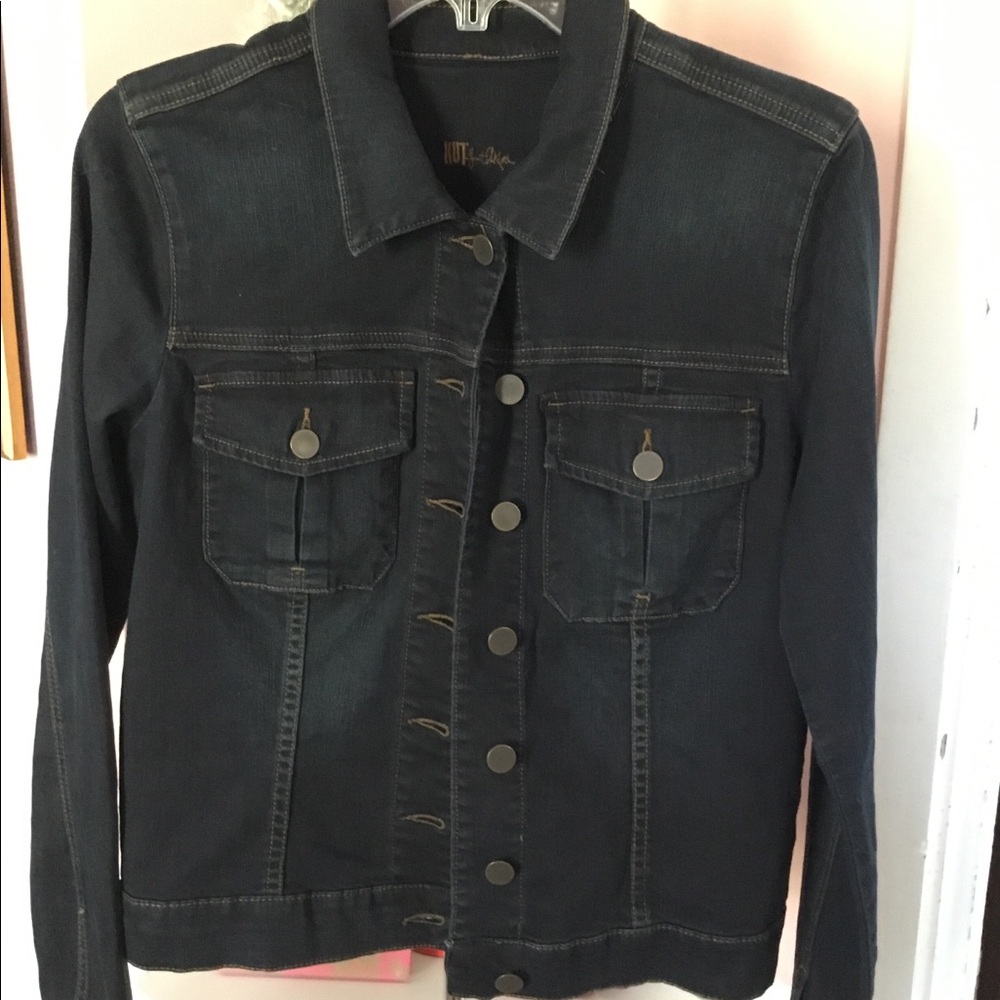 Kut from Kloth Dark Blue Jean Jacket large